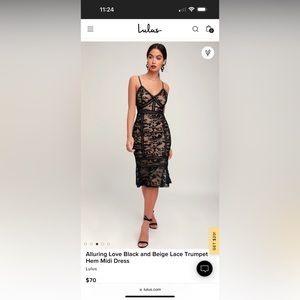 Alluring Love Black and Beige Lace Trumpet Hem Midi Dress